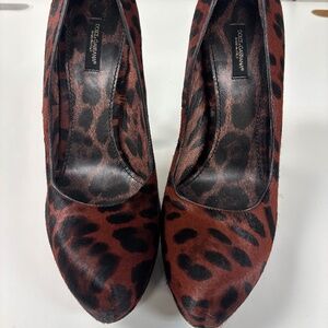 Dolce Dolce And Gabbana Pony Haired Leopard Print Pump Shoes Italy